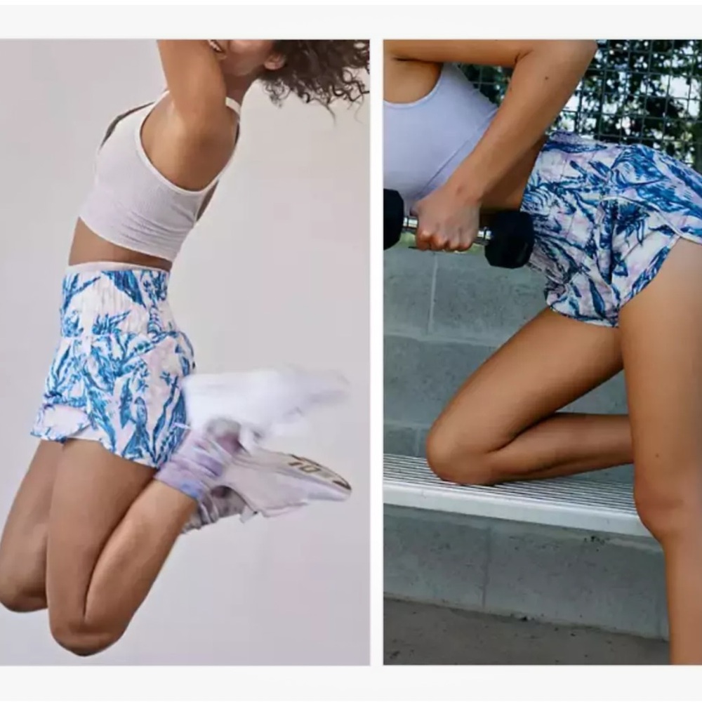 FP Free People Movement The Way Home Shorts Tropical Purple Blue Floral Medium